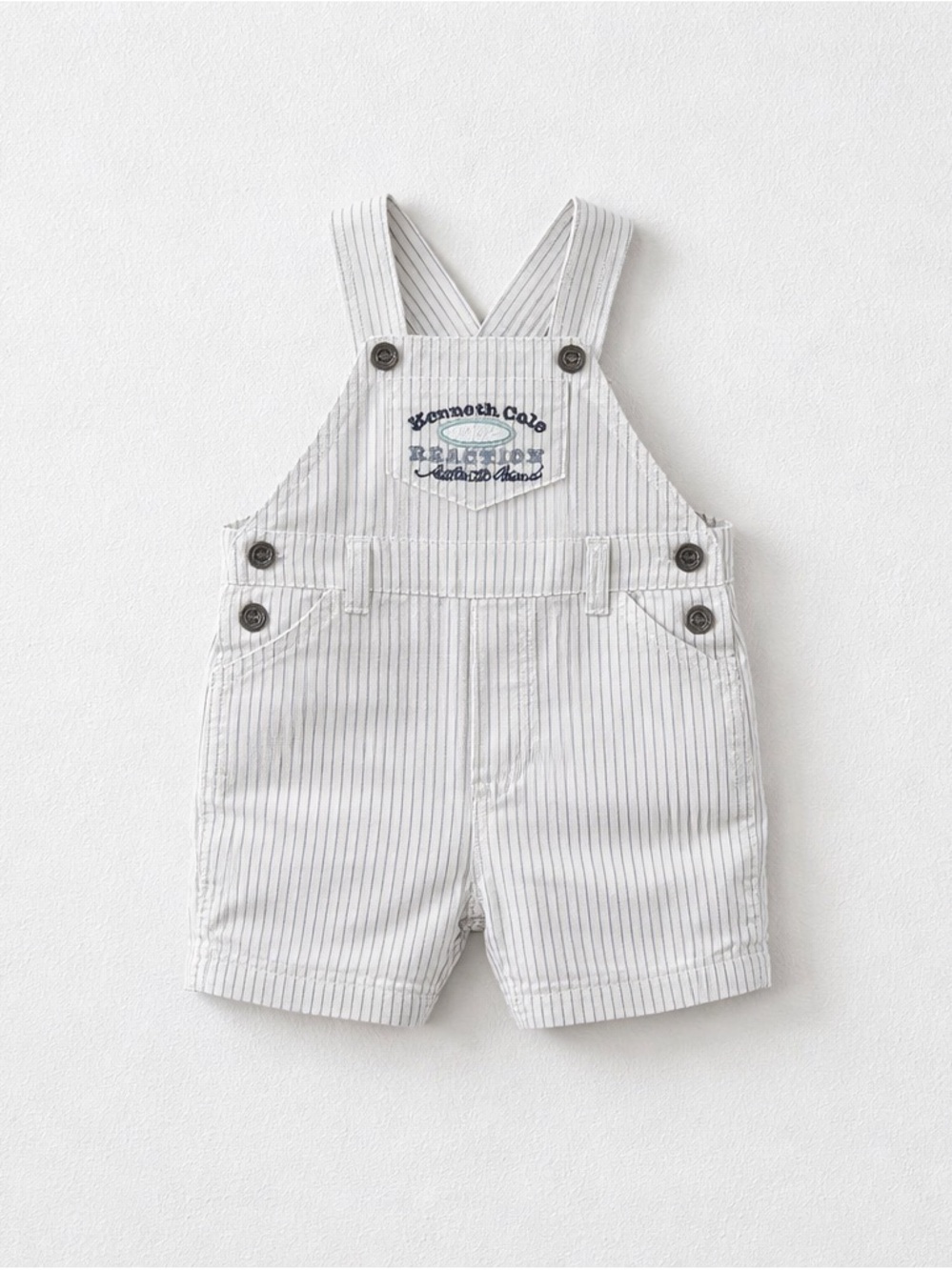 Kenneth Cole Reaction Striped White & Gray Kids Overalls 3-6 Months
